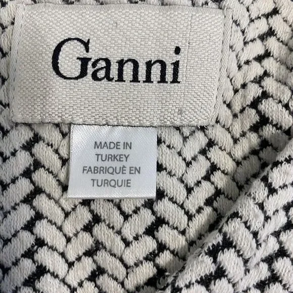 Ganni Anthropologie Jacquard Jersey Knife Pleated Dress Black White Size Medium - Picture 7 of 14